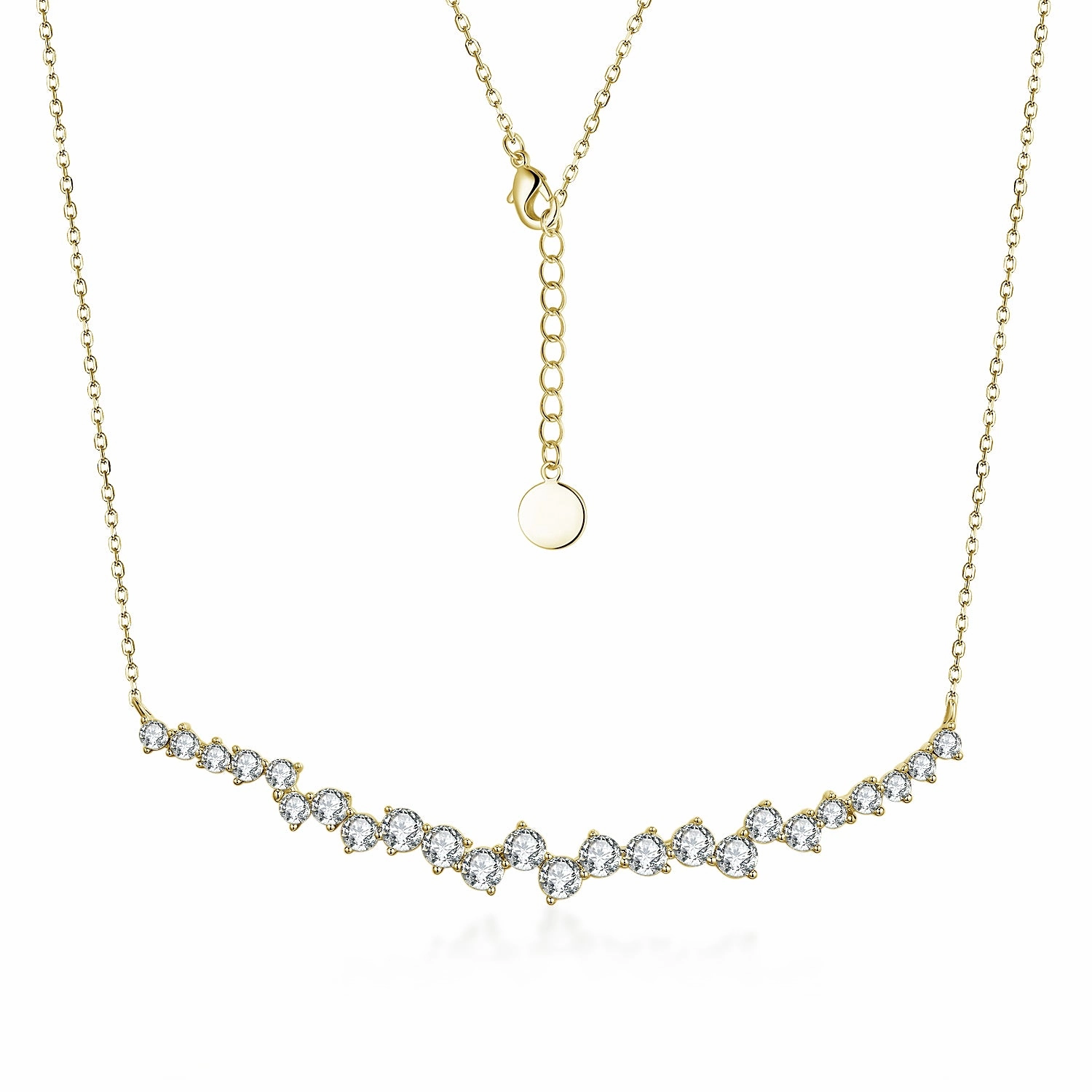 Stylish Craft Evening Ensemble Sterling Silver Gold or Rhodium Plated CZ Sprinkled Bar Necklace
