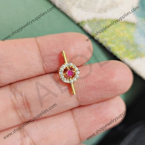 Real AD stone circle and bar connector link kundan stone 1 piece IAKK20 Shiny Accent