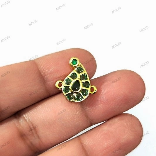 Real AD stone Green paisley connector link kundan stone 1 piece IAKK17 Soft Geometry Perfect Gift
