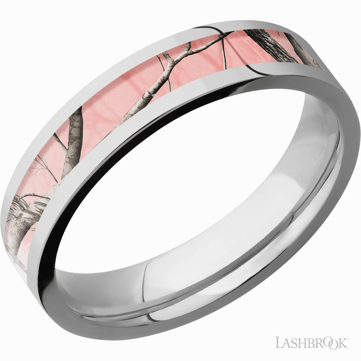 Gala Accent RealTree APC Pink Inlay Wedding Band Cobalt Chrome 5mm