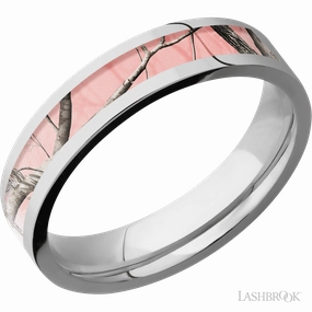 RealTree APC Pink Inlay Wedding Band Cobalt Chrome 5mm Layer Friendly Ornate Art