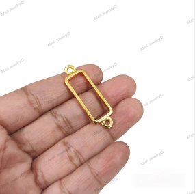 Rectangle Resin rakhi bezel connector golden open resin connectors resin frame bracelet links RRC02 Evergreen style Soft Match