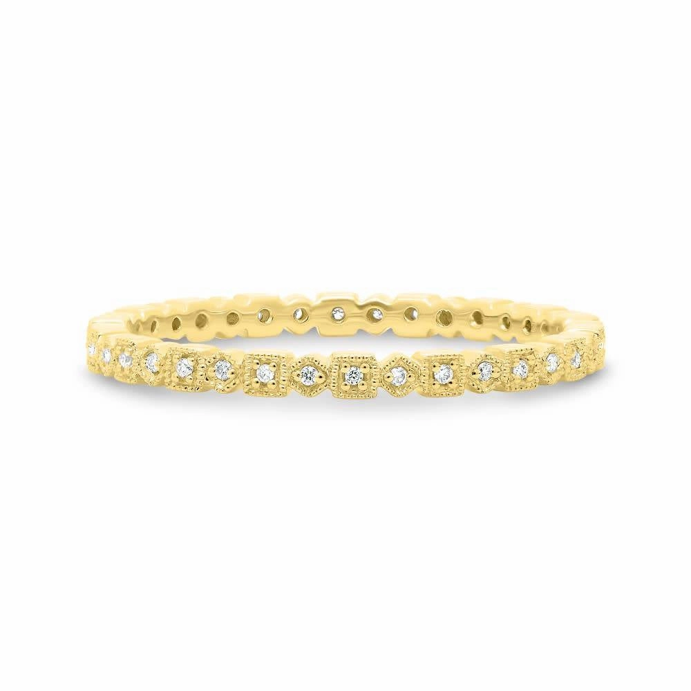 Yellow Gold Geometric Milgrain Band Brilliant Product Daily Form