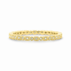 Yellow Gold Geometric Milgrain Band Brilliant Product Daily Form
