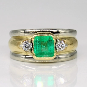 'Ragnar' Emerald & Diamond Ring | 1.07ct, 0.16ctw | SZ 7.25 | Shimmering Craft