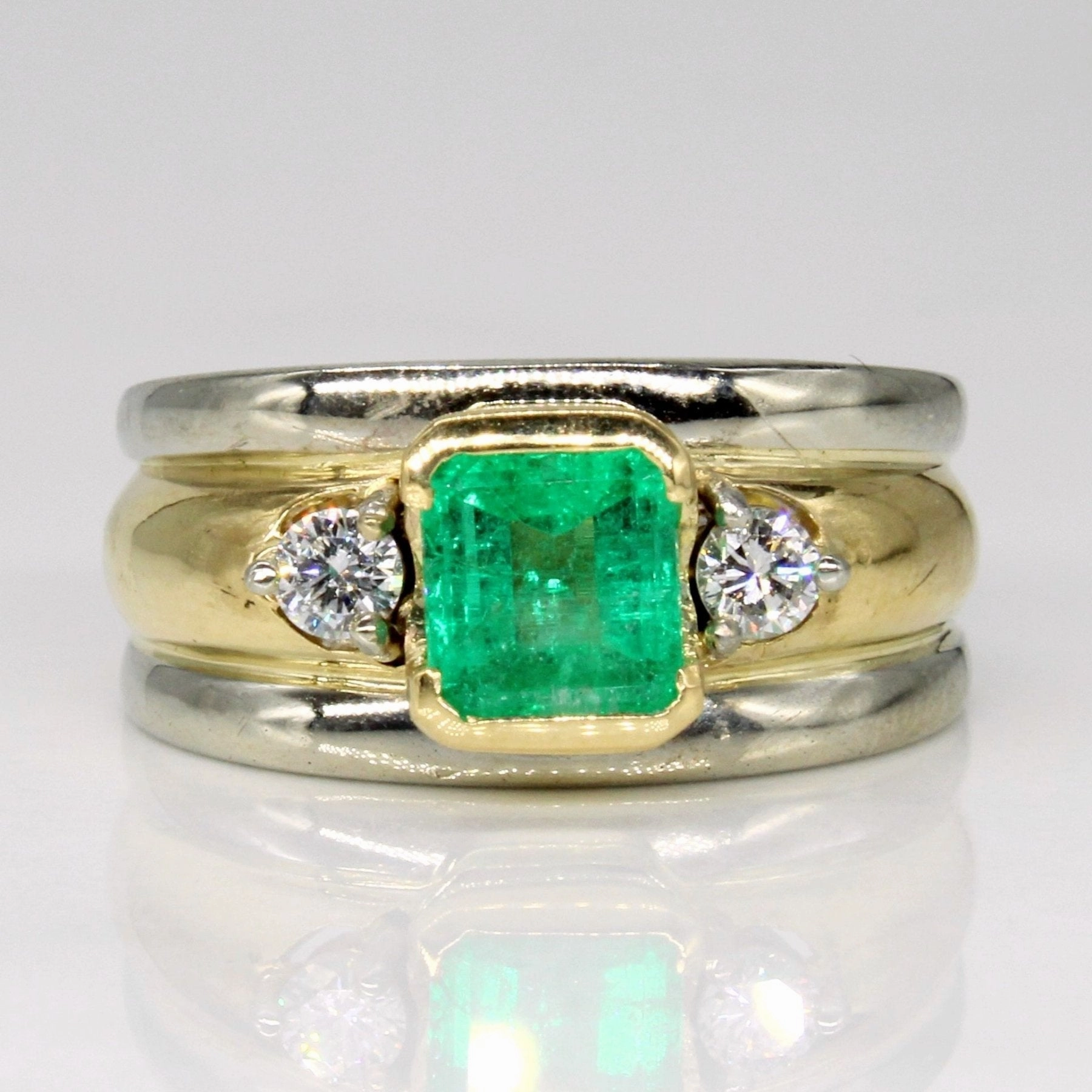 'Ragnar' Emerald & Diamond Ring | 1.07ct, 0.16ctw | SZ 7.25 | Shimmering Craft