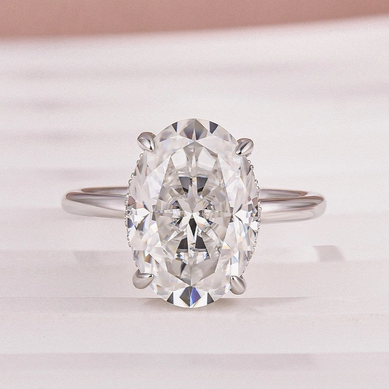Moissanite Solitaire 5.50 Ct Oval Cut White Gold Promise Ring For Women Enduring Charm