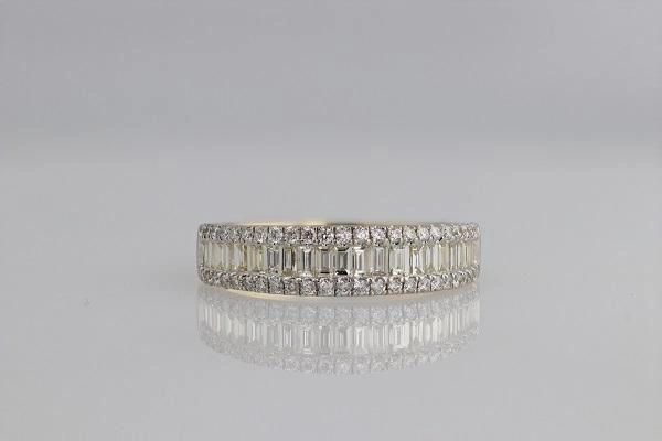 Iconic Touch Exquisite Item Baguette With Round 3/4 Cttw Diamond Ring 14k Yellow Gold