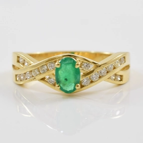 Glittering Details Radiant Detail Effy' Diamond & Emerald Ring | 0.27ctw, 0.44ct | SZ 7 |