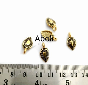 Glittering Sparkle Golden leaf Charm leaf shaped dangle charms CHMG46 5 charms