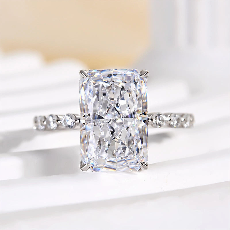 Louily Elegant Crushed Ice Cut Simulated Diamond Engagement Ring Fashionable Piece