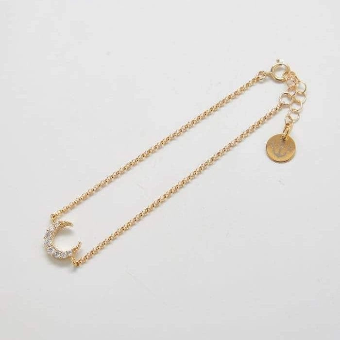 Historically Contemporary Gold Pave Crescent Moon Bracelet