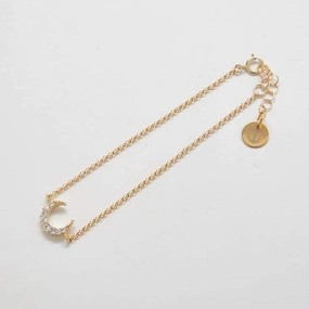 Historically Contemporary Gold Pave Crescent Moon Bracelet