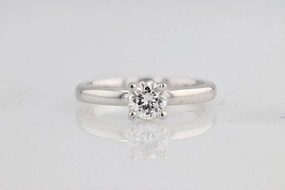 Round Solitaire .53 Ct F/VS1 Diamond Engagement Ring Attire Accent