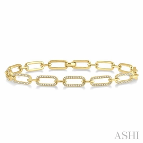 1 Ctw Round Cut Diamond Paperclip Bracelet in 14K Yellow Gold Stellar Reputation Incredible Value