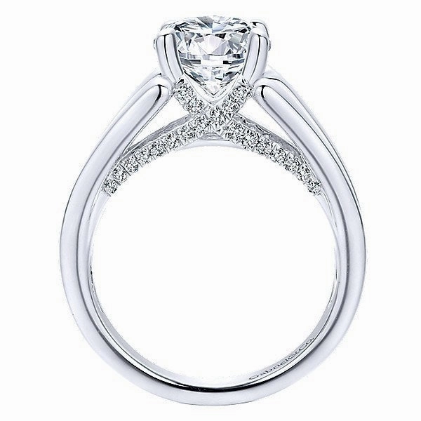 Artistic Piece Environmentally Safe Reverse Taper Pave Set Diamond Ring 14K White Gold 332A