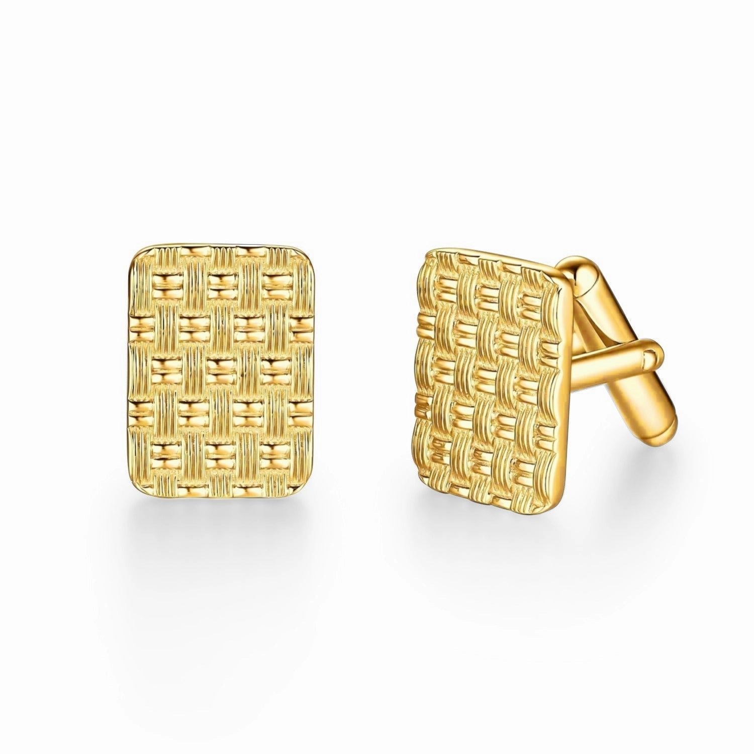 Glistening Accent Rhodium Plated or Gold-plated Sterling Silver Weave Cufflinks