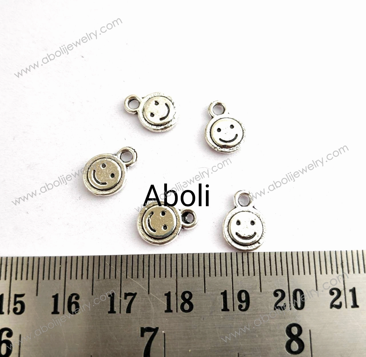 Silver Charm smiley charm smiley emoji charm CHMS12 5 charms Elegant Embellishments Artisan Sparkle