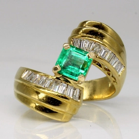 Chic Touch Emerald & Diamond Waterfall Ring | 0.70ct, 0.63ctw | SZ 6.75 |