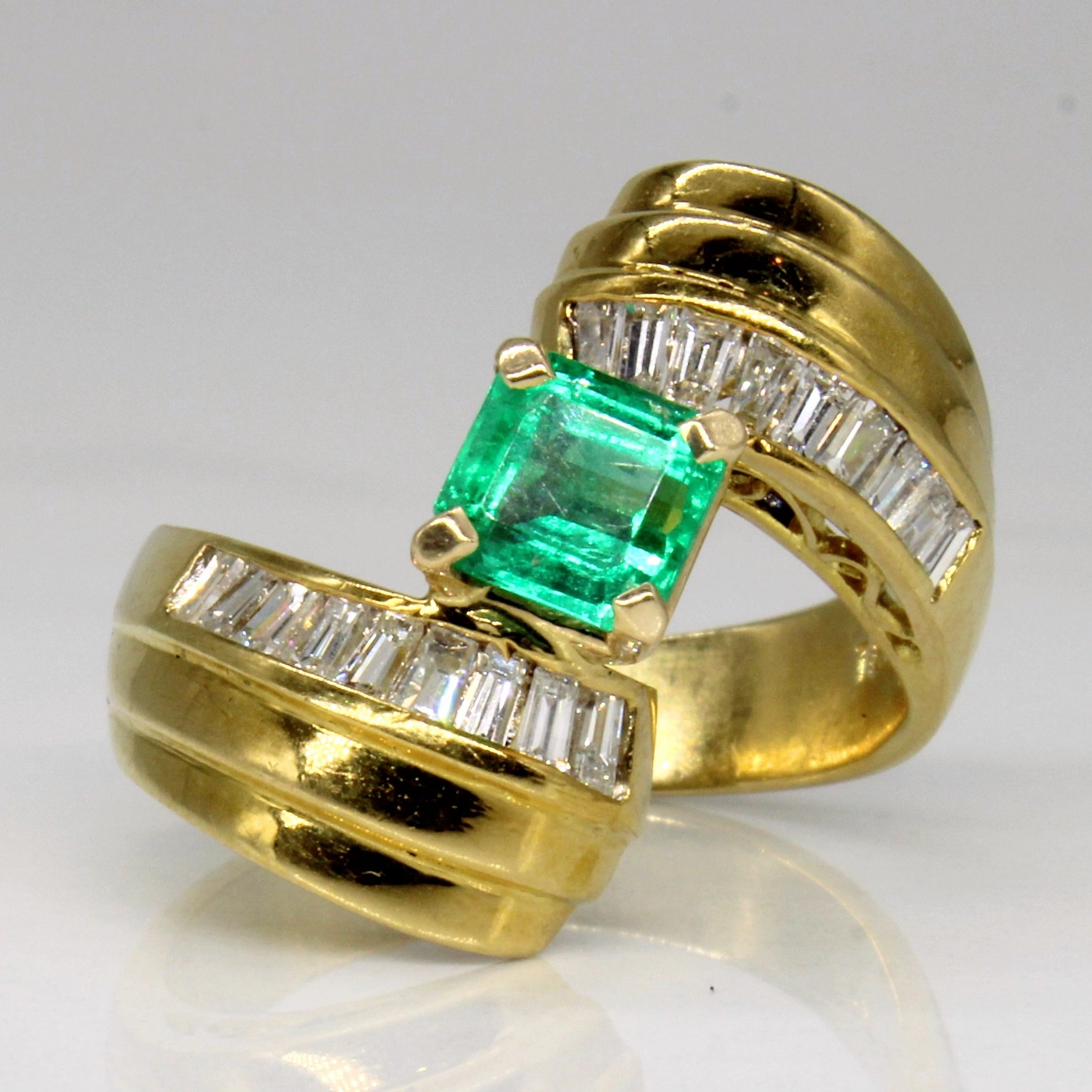 Chic Touch Emerald & Diamond Waterfall Ring | 0.70ct, 0.63ctw | SZ 6.75 |