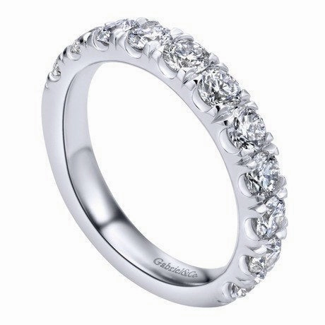 French Pave Diamond Band 1.50 Cttw 14K White Gold Minimal Design Virtual Item