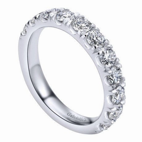French Pave Diamond Band 1.50 Cttw 14K White Gold Luxury Accessory Chic Style