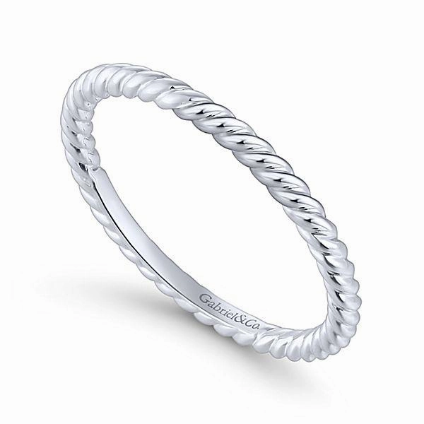 Limited availability Engagement Party Rolled Metal Design Stackable Band 14K White Gold
