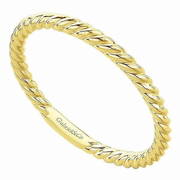Rolled Metal Design Stackable Band 14K Yellow Gold Custom Symbol Weekend Glam