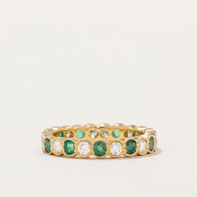 Sophisticated Style Diamond & Emerald Eternity Ring | 0.58ctw, 0.46ctw | SZ 5.25 |