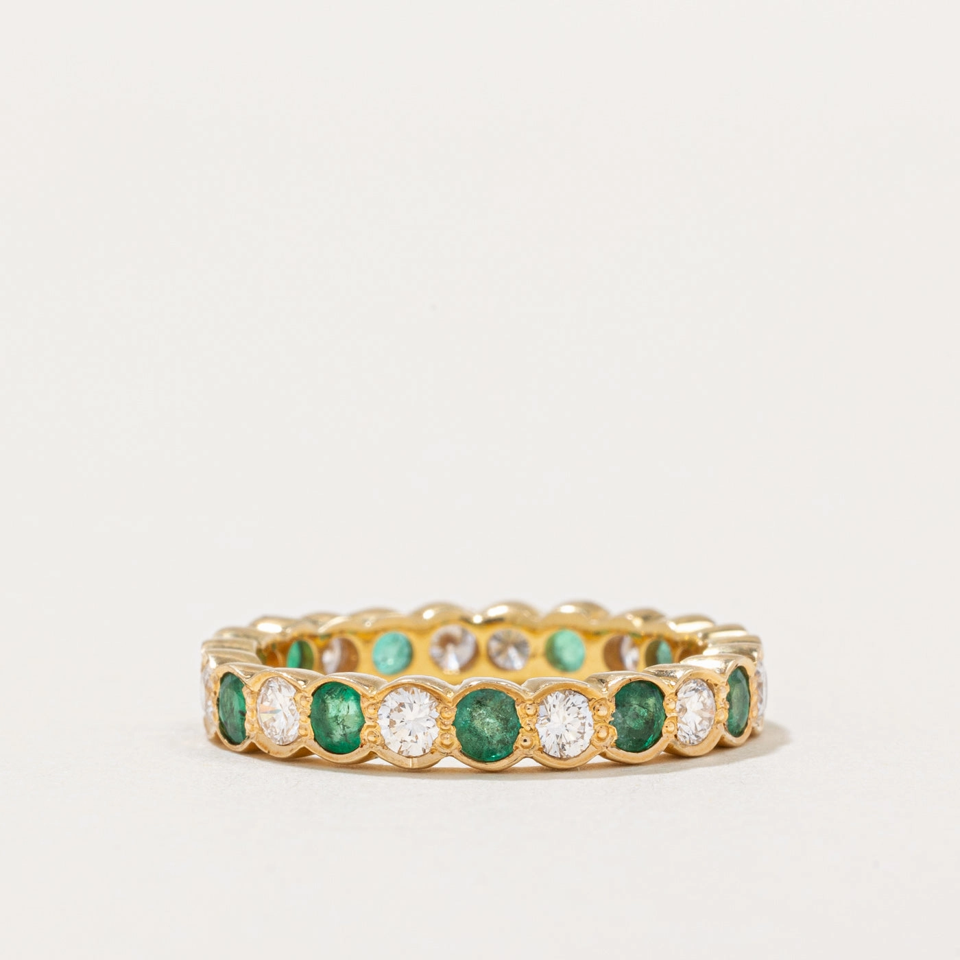 Sophisticated Style Diamond & Emerald Eternity Ring | 0.58ctw, 0.46ctw | SZ 5.25 |