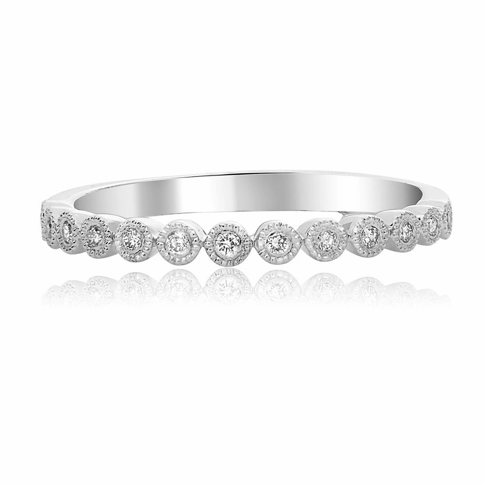 Sturdy Jewelry Round Diamond Milgrain Band