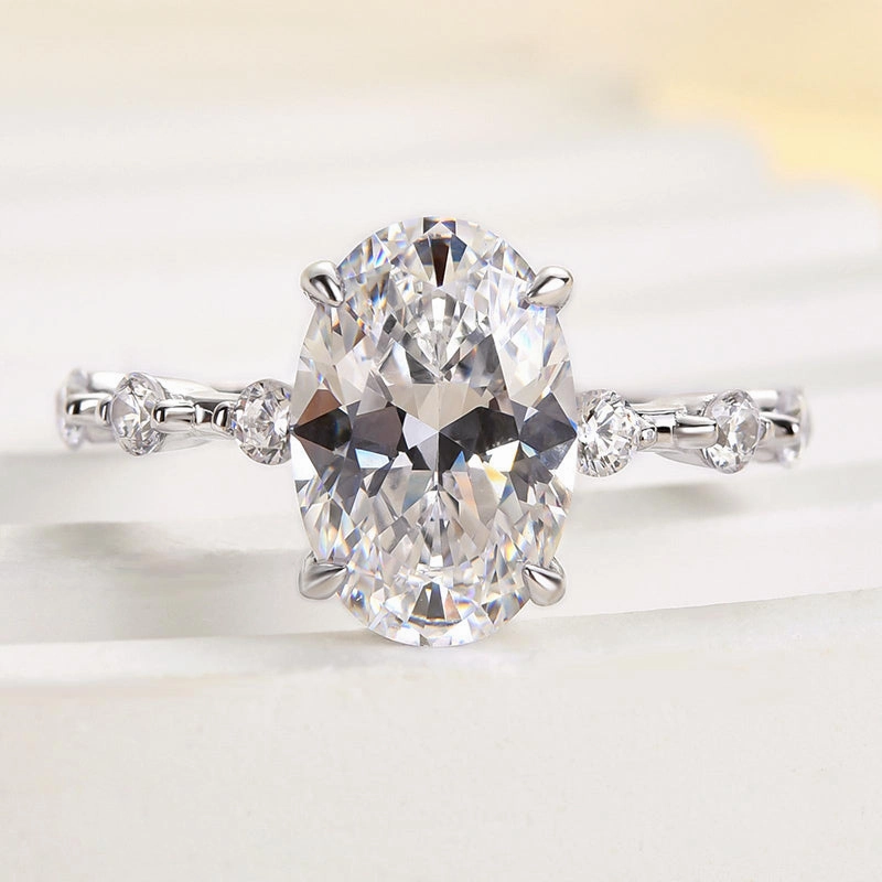 Louily Elegant Yellow Gold Oval Cut Engagement Ring In Sterling Silver Holiday Accent Night Appeal