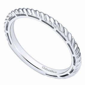 Roped Design Stackable Ring 14K White Gold Sturdy Jewelry Lightweight Feel