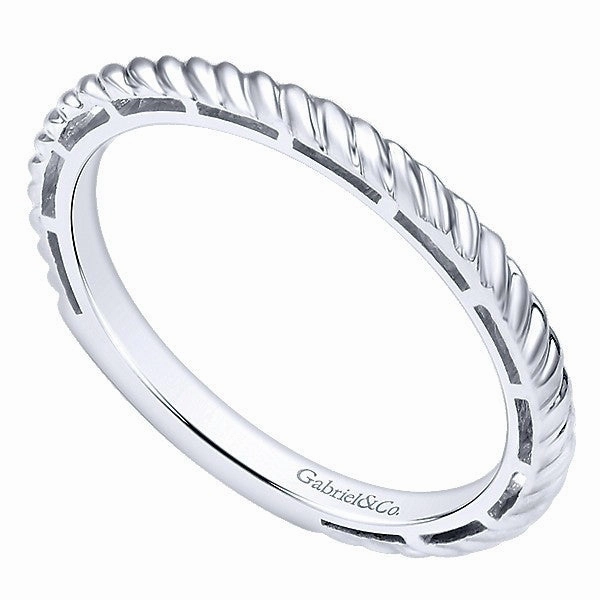 Quality Piece Luxury Embellishment Roped Design Stackable Ring 14K White Gold