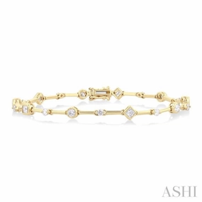 Top Rated Stylish accessories 1 1/5 Ctw Mixed Diamond Cut Bar Link Bracelet in 14K Yellow Gold