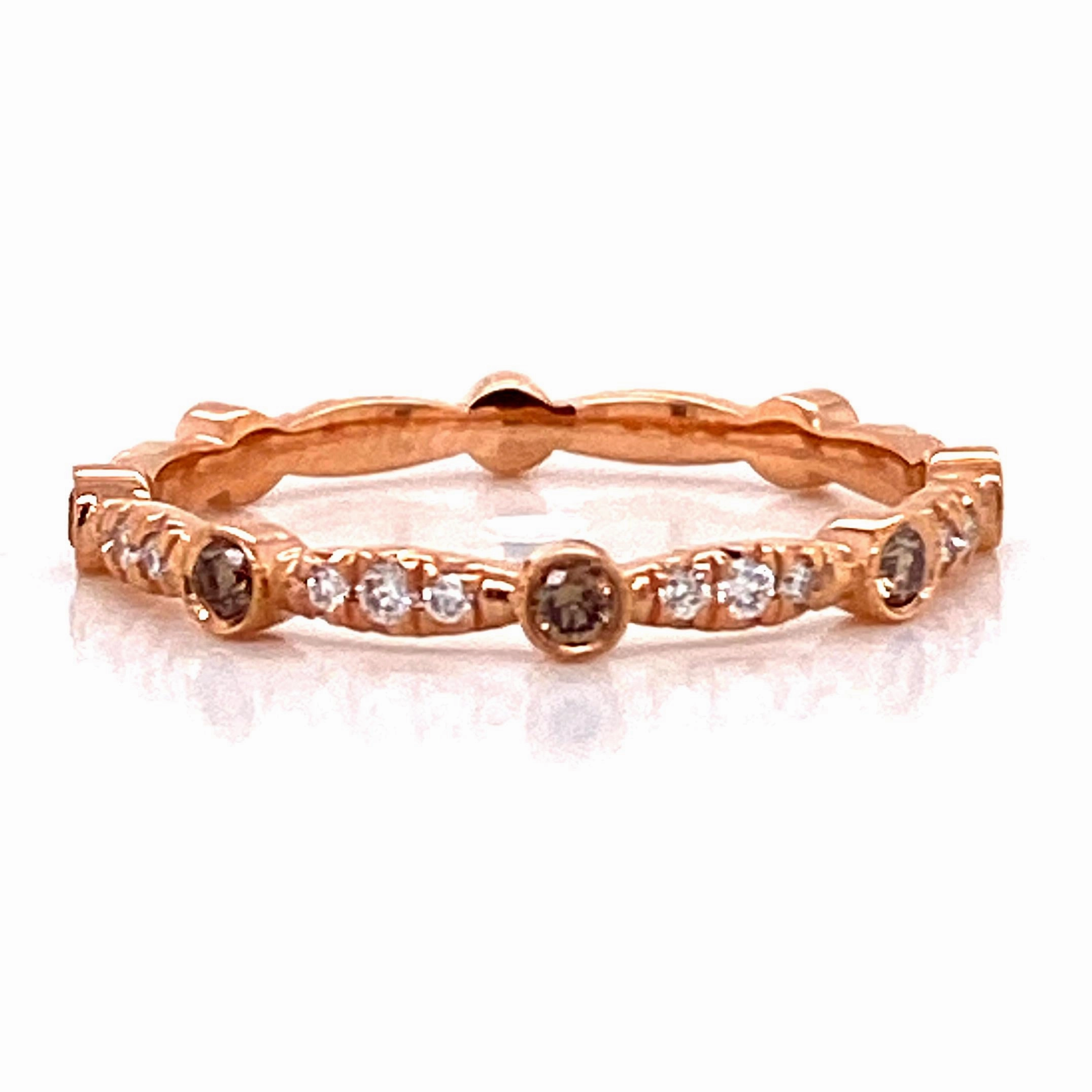 Designer Expression Modern Creation Rose Gold band with white & Champagne diamonds