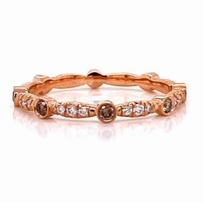 Rose Gold band with white & Champagne diamonds Modern Piece Ornate Adornment