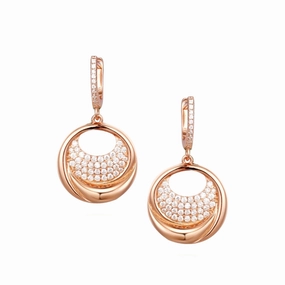 Rose Gold Plated Sterling Silver Circle With CZ Earring Minimalist Accent