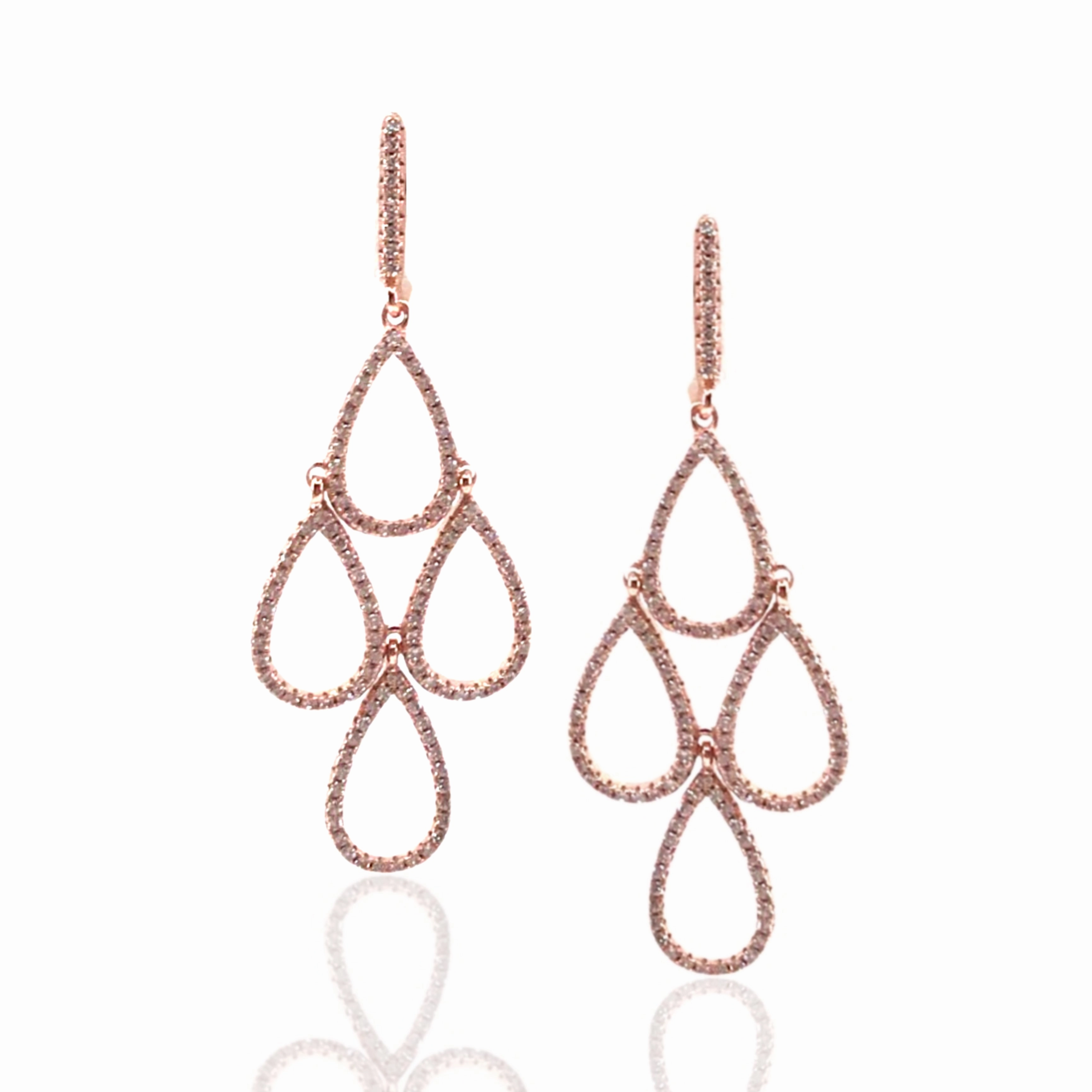 Polished Craft Rose Gold Plated Sterling Silver Micropave CZ Earrings