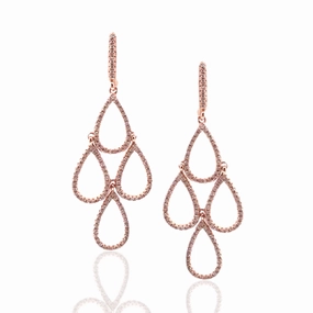 Polished Craft Rose Gold Plated Sterling Silver Micropave CZ Earrings
