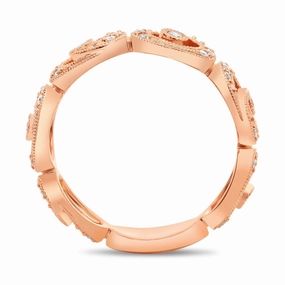 ROSE GOLD SWIRLING MILGRAIN DIAMOND BAND Fragile Item Modern Interpretation