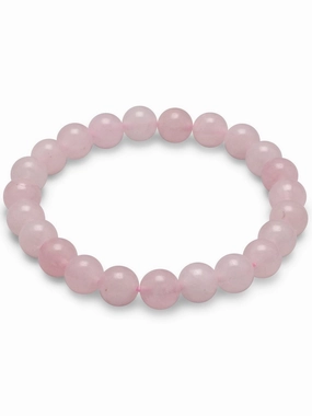 Rose Quartz Bead Stretch Bracelet Dyed Genuine Stones Delicate Look
