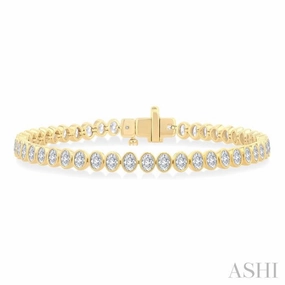 4 1/2 Ctw North-South Bezel Set Oval Cut Diamond Tennis Bracelet in 14K Yellow Gold Casual Vibes Gunmetal Gray