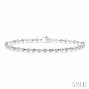 animal prints 1 Ctw Bezel Set Round Cut Diamond Tennis Bracelet in 14K White Gold