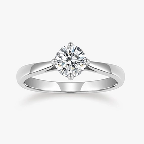 Brilliant Edge Evening Detail Round Cut Zirconia Solitaire Ring