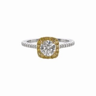 Unique Fit Quick Gift ROUND DIAMOND RING WITH FANCY YELLOW DIAMOND BEZEL AND DIAMONDS DOWN SHANK