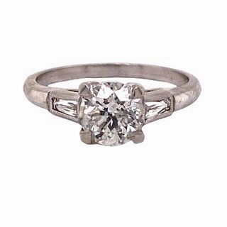 Sturdy Item ROUND DIAMOND RING WITH FRENCH CUT DIAMONDS IN SHANK 1.25CT TW
