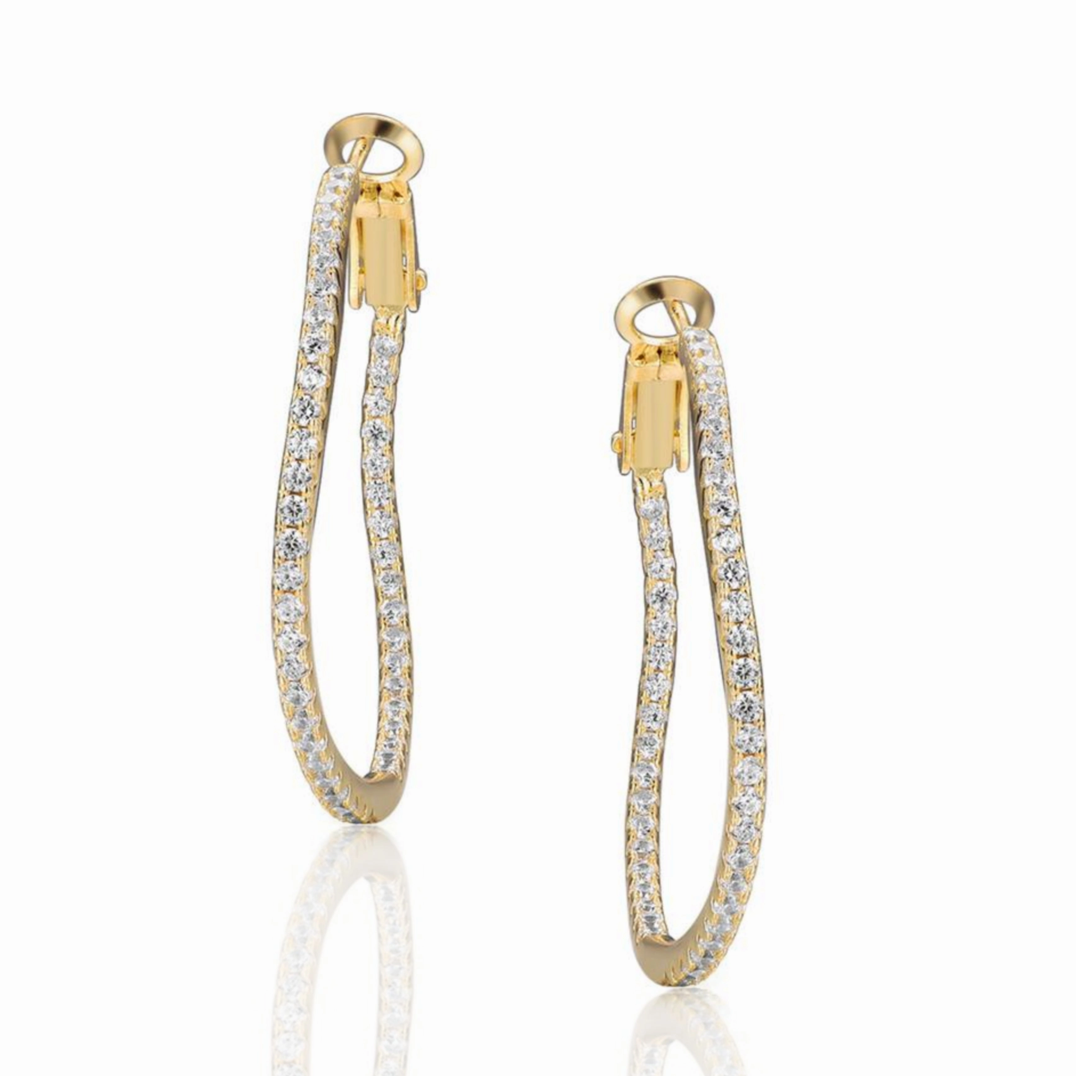 Round Wavy CZ Inside Out Hoop Earrings Cool Layer