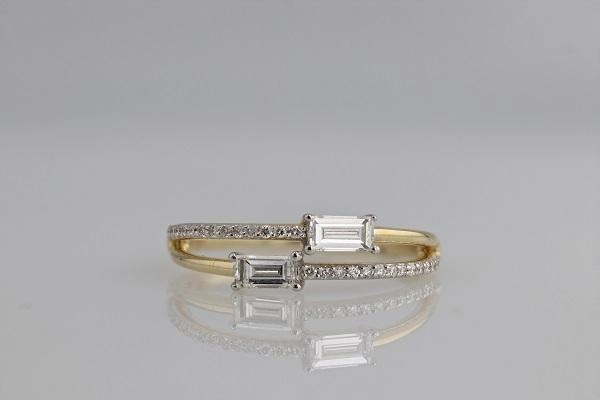 Round With Baguette Diamond Fashion Ring 14k Yellow Gold Urban Fit