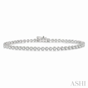 Transformable Look 3 Ctw Tri-Prong Round Cut Diamond Tennis Bracelet in 14K White Gold